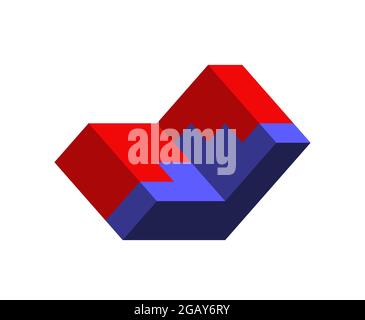 Abstract cubic isometric logo object, can be used as a template Stock Vector