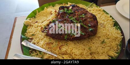 Mandi and Biryani Rice, With Chicken and Lamb Stock Photo