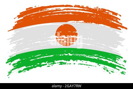 Republic of Niger flag in grunge brush stroke, vector image Stock Vector