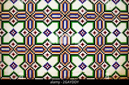 Portuguese azulejos, traditional tiles with geometric patterns Stock Photo