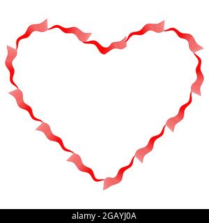 Red heart contour on fire. Decorative  vector illustration. Copy space Isolated on white background Stock Vector