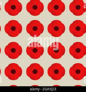 Poppy Seamless Pattern Background for banner and your text. Vector illustration for Remembrance Day, Anzac Day Stock Vector