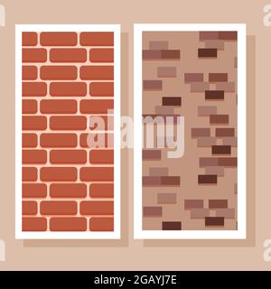 orange walls bricks structures icons Stock Vector
