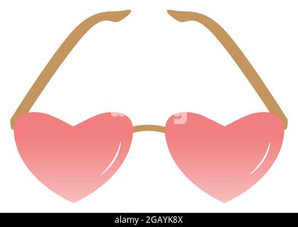 Heart-shaped sunglasses pink lenses Icon or design element Isolated vector illustration on white background Copy space Stock Vector