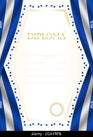 Vertical  frame and border with El Salvador flag, template elements for your certificate and diploma. Vector. Stock Vector