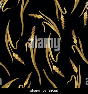 Seamless pattern with ears of wheat. Vector. Stock Vector