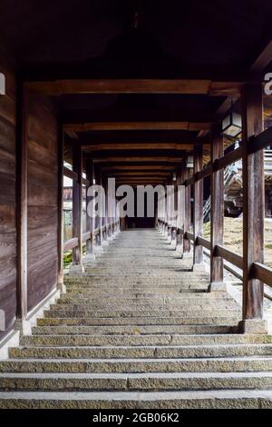 View of the old stair at  Nigatsu-do Hall of Todaiji complex in Nara, Japan Stock Photo