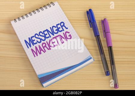 Inspiration showing sign Messenger Marketing. Business approach act of marketing to your customers using a messaging app Multiple Assorted Collection Stock Photo