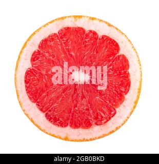 Grapefruit piece isolated on white background. Fresh fruit. With clipping path. Grapefruit slice. Top view. Stock Photo