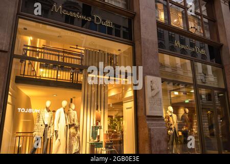 Vienna, Austria - October 10, 2019:  View of Massimo Dutti front store, a Spanish clothes manufacturing company that is part of the Inditex group, in Stock Photo