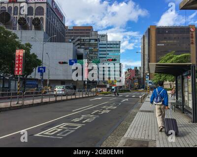 Taipei, Taiwan - July 6, 2015: View of road traffic and buidings in the capital city Taipei, Taiwan Stock Photo