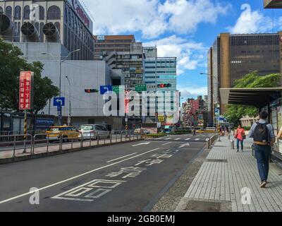 Taipei, Taiwan - July 6, 2015: View of road traffic and buidings in the capital city Taipei, Taiwan Stock Photo