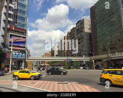 Taipei, Taiwan - July 7, 2015: View of road traffic in the capital city Taipei, Taiwan Stock Photo