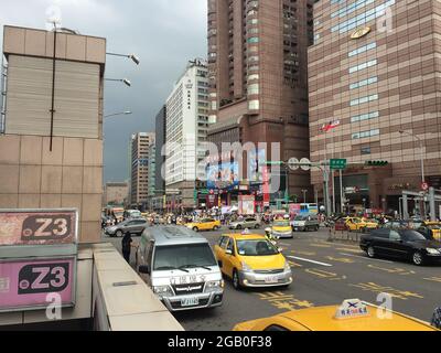 Taipei, Taiwan - July 12, 2015: View of road traffic in the capital city Taipei, Taiwan Stock Photo