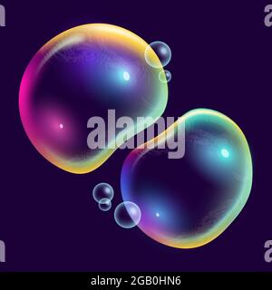 Lagre and realistic rainbow coloured bubbles floating. Vector illustration. Stock Vector