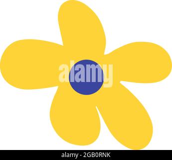 Yellow field flower. Vector illustration in the doodle style Stock Vector
