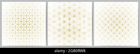 Set of abstract geometric pattern circle overlapping on white background. Luxury with gold lines for decorative,wallpaper; clothing; wrapping Stock Vector