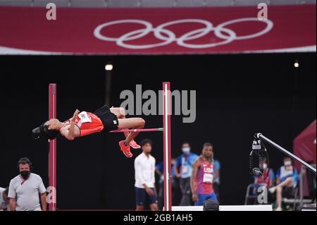 Tokyo, Japan. 1st Aug, 2021. Naoto Tobe (JPN), August 1, 2021 - Athletics : Men's High Jump during the Tokyo 2020 Olympic Games at the National Stadium in Tokyo, Japan. Credit: Itaru Chiba/AFLO/Alamy Live News Stock Photo