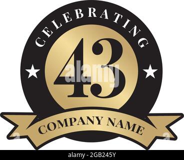 43th year anniversary logo design vector template Stock Vector