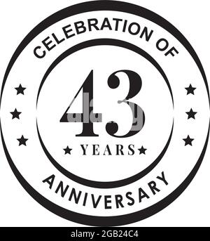 43th year anniversary logo design vector template Stock Vector