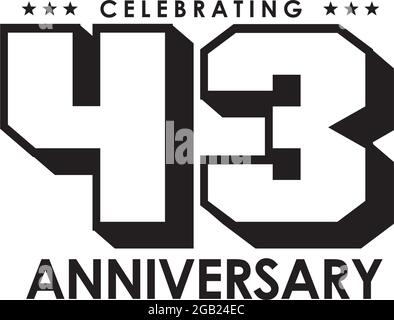 43th year anniversary logo design vector template Stock Vector