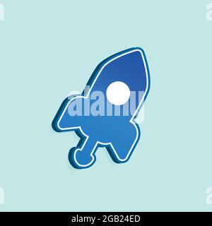Linear rocket icon. Spaceship in outline style on white. Vector modern flat design element for mobile application and web design. Stock Vector