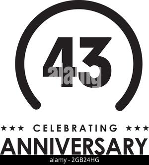 43th year anniversary logo design vector template Stock Vector