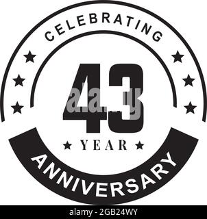43th year anniversary logo design vector template Stock Vector