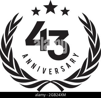 43th year anniversary logo design vector template Stock Vector