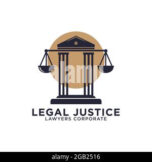 legal justice corporation logo icon design inspirations, greek temple with scales vector illustrations Stock Vector