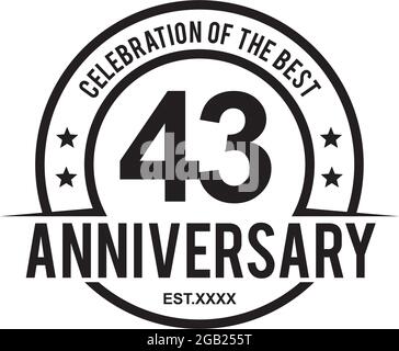 43th year anniversary logo design vector template Stock Vector