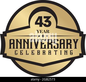 43th year anniversary logo design vector template Stock Vector