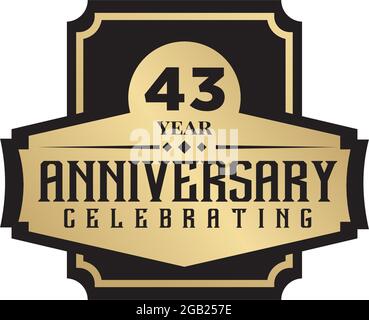 43th year anniversary logo design vector template Stock Vector