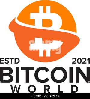 Bitcoin world logo design vector template Stock Vector