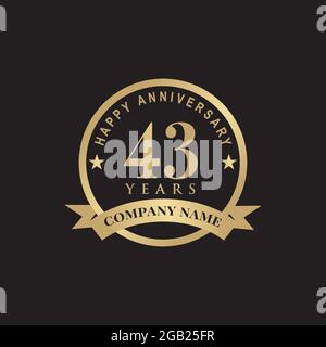 43th year anniversary logo design vector template Stock Vector