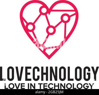 Love technology logo design vector template Stock Vector