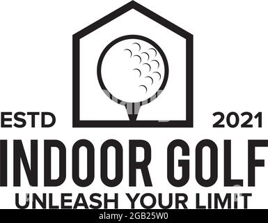 Indoor golf logo design vector template Stock Vector