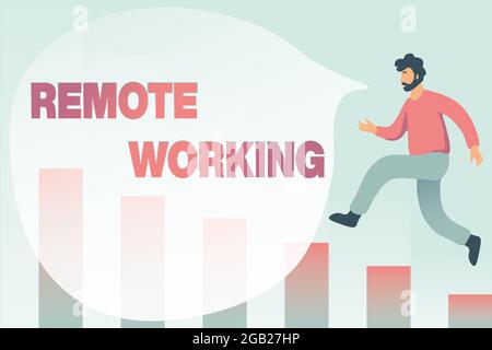 Sign displaying Remote Working. Concept meaning style that allows professionals to work outside of an office Debugging Programming Codes, Running And Stock Photo