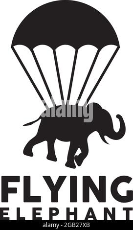 Flying elephant logo design vector template Stock Vector