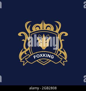 Fox king logo design vector template Stock Vector