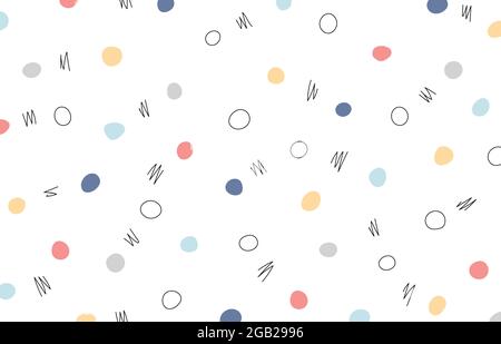 Abstract color dots pattern design of pattern style artwork. Overlapping for doodles style hand drawing background. Stock Vector