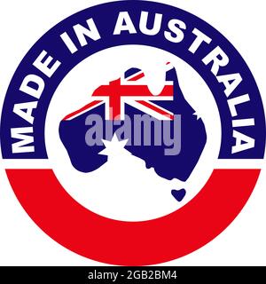 Made in Australia label logo design vector template Stock Vector
