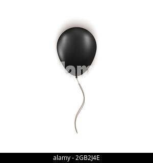 Realistic black balloon isolated on white background. Vector element for Birthday or Black Friday Sale greeting card concept Stock Vector