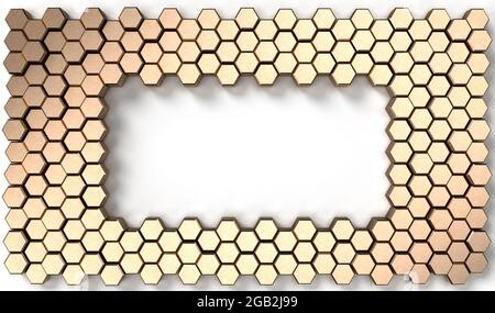 3d rendering image of hexagon solid shape on white background. Stock Photo