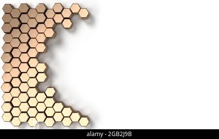 3d rendering image of hexagon solid shape on white background. Stock Photo