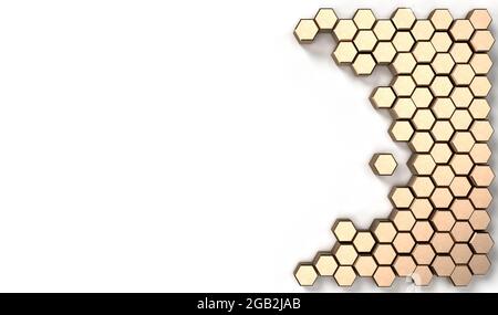 3d rendering image of hexagon solid shape on white background. Stock Photo