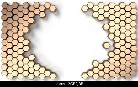 3d rendering image of hexagon solid shape on white background. Stock Photo