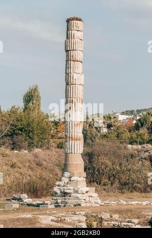 Ruins of Artemis temple in Ephesus Ancient City, Selcuk,Turkey. Stock Photo