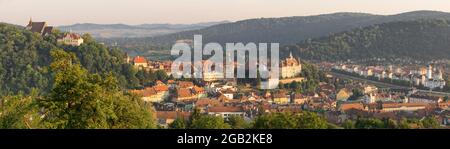 Panorama of Sighisoara old town in summer, Transylvania, Romania Stock Photo