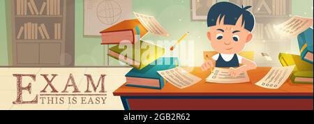 School student passing easy exam in classroom Stock Vector